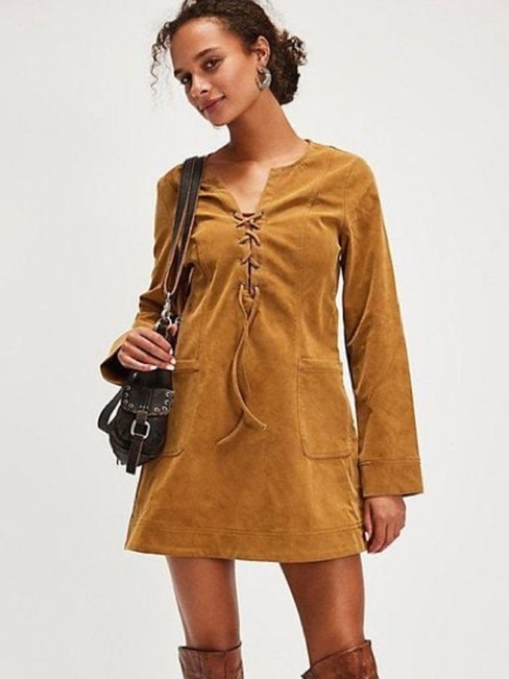 free people bradley faux suede mini dress